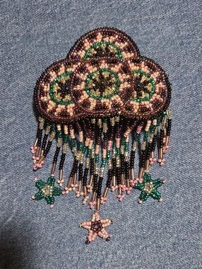Beaded Hair Clip,black,pink,green.